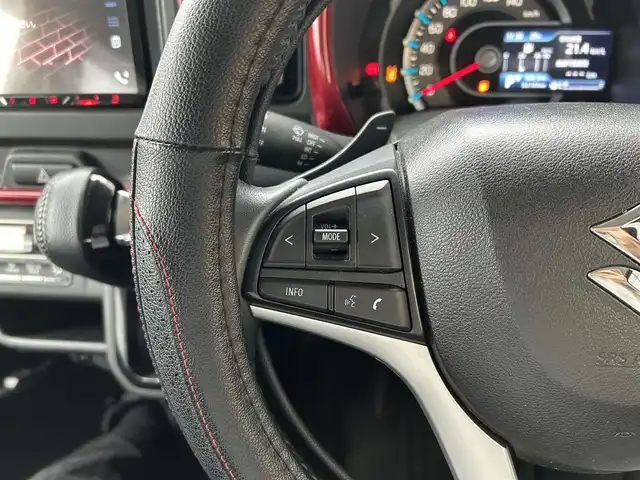 スズキ ハスラー HYBRID X ターボ 佐賀県 2020(令2)年 5.4万km フェニックスレッドパール/ガンメタリック2トーンルーフ デュアルカメラブレーキサポート/追従クルーズコントロール/バックセンサー/社外ディスプレイオーディオ/・バックカメラ/・BT/CD/シートヒーター/前後ドラレコ(ZDR025)/LEDヘッドライト/オートライト/フォグランプ/プッシュスタート/ETC/革巻きステアリング/パドルシフト/社外18インチAW/スペアキー×１/取扱説明書