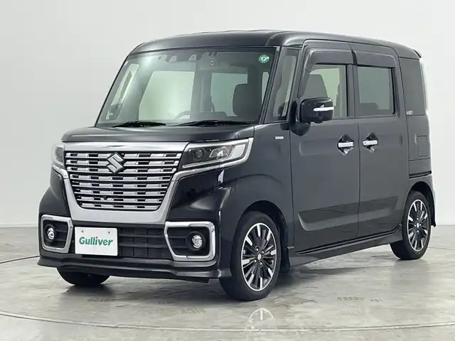 スズキ スペーシア カスタム HYBRID XS 群馬県 2021(令3)年 3.9万km ブルーイッシュブラックパール3 8インチ純正ナビ/ドラレコ前後/バックカメラ/全方位カメラ/LEDhヘッドライト/シートヒーター/ハーフレザーシート/両側パワースライドドア