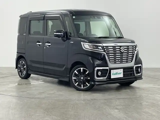 スズキ スペーシア カスタム HYBRID XS 群馬県 2021(令3)年 3.9万km ブルーイッシュブラックパール3 8インチ純正ナビ/ドラレコ前後/バックカメラ/全方位カメラ/LEDhヘッドライト/シートヒーター/ハーフレザーシート/両側パワースライドドア