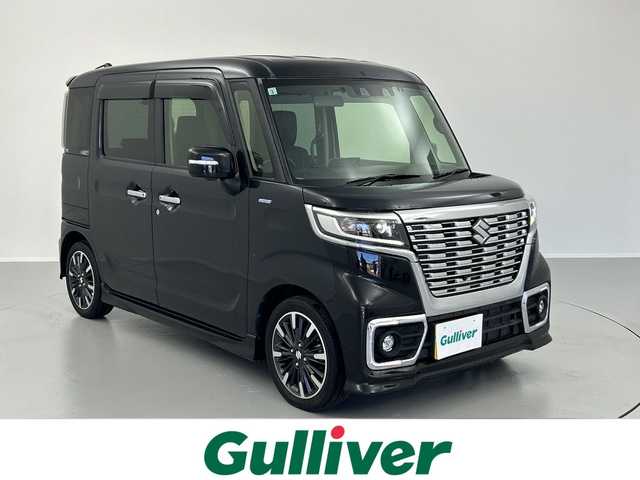 スズキ スペーシア カスタム HYBRID XS 福島県 2021(令3)年 3.9万km ブルーイッシュブラックパール3 8インチ純正ナビ/ドラレコ前後/バックカメラ/全方位カメラ/LEDhヘッドライト/シートヒーター/ハーフレザーシート/両側パワースライドドア