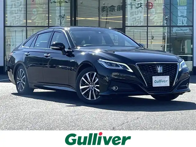 トヨタ クラウン ハイブリッド G 岡山県 2019(令1)年 10.5万km ブラック 登録時走行距離104820km/純正ナビ/(AM/FM/CD/DVD/Bluetooth/USB/フルセグTV)/バックカメラ/ビルトインETC/全席パワーシート/全席シートヒーター/前席シートベンチレーション/パドルシフト/トヨタセーフティセンス/レーンディパーチャーアラート/レーダークルーズコントロール/オートマチックハイビーム/前後コーナーセンサー/LEDヘッドライト/純正17インチアルミホイール/純正フロアマット/スペアキー(1本)
