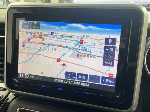 スズキ スペーシア カスタム HYBRID XS ターボ 岐阜県 2019(令1)年 3.1万km フェニックスレッドパール 純正8インチナビゲーション【KEMWOOD】/Bluetooth/CD DVD/フルセグテレビ/iPod/USB/AM FM/SD/両側パワースライドドア/革巻きステアリング/ステアリングリモコン/パドルシフト/LEDヘッドライト/オートライト/ハーフレザーシート/シートヒーター(D席)/純正ビルトインETC/シートバックテーブル/スズキセーフティサポート/衝突被害軽減機能/横滑り防止装置/車線逸脱警報