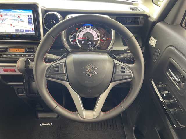 スズキ スペーシア カスタム HYBRID XS ターボ 岐阜県 2019(令1)年 3.1万km フェニックスレッドパール 純正8インチナビゲーション【KEMWOOD】/Bluetooth/CD DVD/フルセグテレビ/iPod/USB/AM FM/SD/両側パワースライドドア/革巻きステアリング/ステアリングリモコン/パドルシフト/LEDヘッドライト/オートライト/ハーフレザーシート/シートヒーター(D席)/純正ビルトインETC/シートバックテーブル/スズキセーフティサポート/衝突被害軽減機能/横滑り防止装置/車線逸脱警報