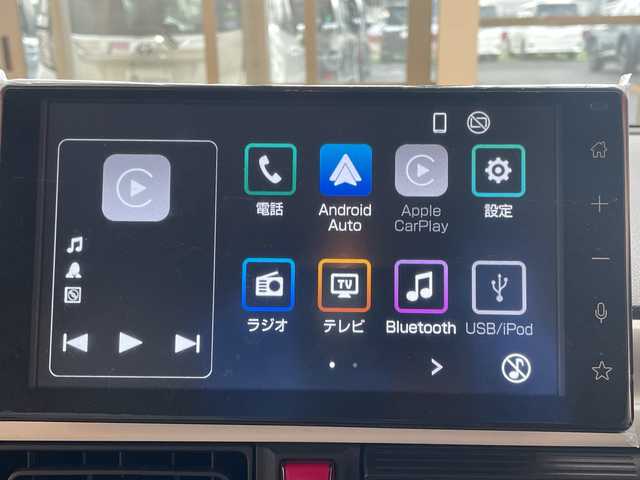 ダイハツ ムーヴ キャンバス ストライプス G 埼玉県 2023(令5)年 0.5万km シャイニングホワイトパール/サンドベージュメタリック スマートアシスト/純正9インチディスプレイオーディオ/　　BT/USB/CarPlay/バックカメラ/両側パワースライドドア/LEDオートライト/シートヒーター/コーナーセンサー/ステアリングスイッチ