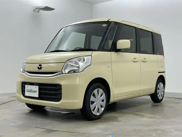 マツダ フレアワゴン XS 岡山県 2016(平28)年 5.4万km シフォンアイボリーM メモリーナビ　/【Bluetooth/フルセグTV/CD/DVD/USB接続】/型番:NR-MZ077/衝突軽減ブレーキシステム/片側パワースライドドア/ビルトインＥＴＣ/アイドリングストップ/純正フロアマット/ステアリングスイッチ/シートリフター/プッシュスタート/スマートキー×2