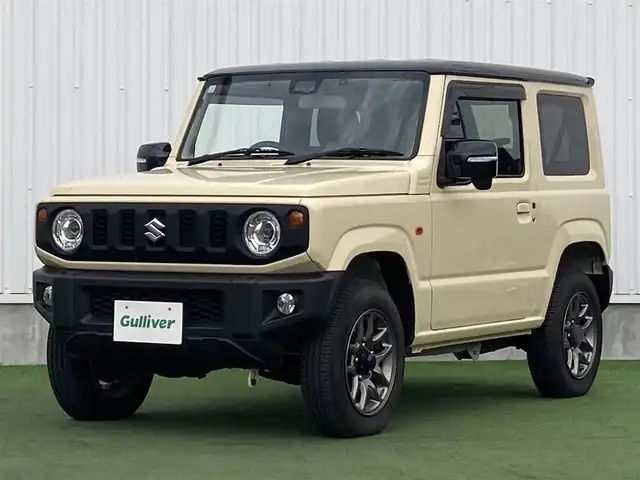 スズキ ジムニー XC 香川県 2021(令3)年 0.5万km シフォンアイボリーメタリックブラック2トーンルーフ 衝突被害軽減ブレーキ/レーンアシスト/社外SDナビ フルセグTV CD DVD BT/バックカメラ/ETC/スマートキー 2個/シートヒーター /LEDオートヘッドライト/フォグライト/電動格納ミラー/クルーズコントロール/ステアリングリモコン/16インチ アルミホイール/オートエアコン/ドラレコ/W サイド エアバッグ