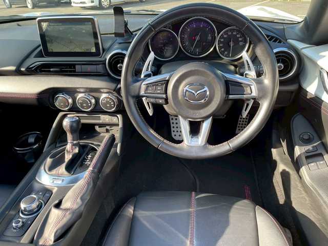 マツダ ロードスター S レザーパッケージ 宮崎県 2015(平27)年 6.2万km セラミックM ＢＯＳＥサウンド/メーカーナビ/バックカメラ/黒レザーシート/シートヒーター/ブラインドスポットモニター/レーンキープアシスト/パドルシフト/フルセグＴＶ　USB　AUX　Ｂｌｕｅｔｏｏｔｈ　ＤＶＤ再生/ＥＴＣ/純正フロアマット/プッシュスタート/スペアキー/取扱説明書/保証書