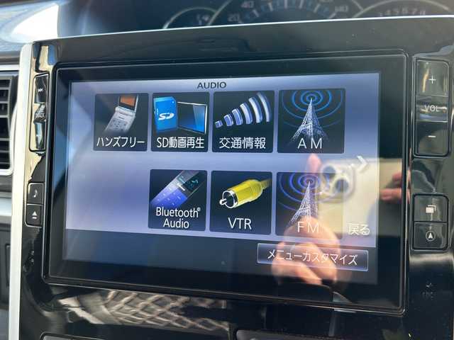 ダイハツ タント カスタム RS SA 大阪府 2014(平26)年 7.6万km ブラックマイカメタリック スマートアシスト　8型ナビ　CD　DVD　フルセグTV　USB　バックカメラ　両側パワースライドドア　ステアリングリモコン　LEDオートライト　フォグ　スマートキー　ウィンカーミラー　アイドリングストップ　ETC　シートカバー