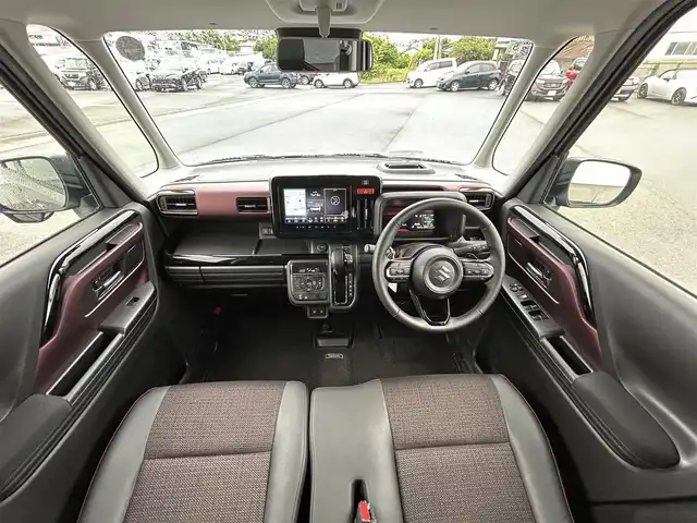 スズキ スペーシア カスタム HYBRID XS ターボ 愛媛県 2024(令6)年 2.3万km スチールシルバーメタリック/ブルーイッシュブラックパール 純正9インチHDナビ（Bluetooth/AppleCarPlay/AndroidAuto/フルセグ）/スズキセーフティサポート/全方位モニター/両側パワースライドドア/ステアリングヒーター/シートヒーター/レーダークルーズコントロール/パーキングアシスト/純正15インチアルミホイール/LEDヘッドライト/フォグランプ/レーンキープアシスト/パドルシフト/横滑り防止装置/スマートキー/プッシュスタート/ABS