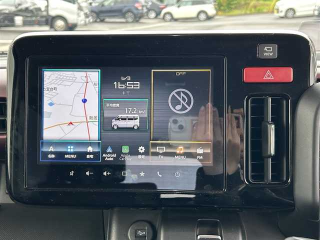 スズキ スペーシア カスタム HYBRID XS ターボ 愛媛県 2024(令6)年 2.3万km スチールシルバーメタリック/ブルーイッシュブラックパール 純正9インチHDナビ（Bluetooth/AppleCarPlay/AndroidAuto/フルセグ）/スズキセーフティサポート/全方位モニター/両側パワースライドドア/ステアリングヒーター/シートヒーター/レーダークルーズコントロール/パーキングアシスト/純正15インチアルミホイール/LEDヘッドライト/フォグランプ/レーンキープアシスト/パドルシフト/横滑り防止装置/スマートキー/プッシュスタート/ABS