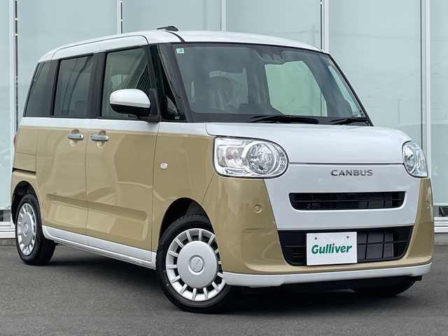 ダイハツ ムーヴ キャンバス ストライプス X 神奈川県 2025(令7)年 0.1千km シャイニングホワイトパール/サンドベージュメタリック 両側パワースライドドア　/前後コーナーセンサー　/スペアキー　/スマートキー　/プッシュスタート　/純正フロアマット　/カーテンエアバッグ　/ベンチシート　/電動格納ミラー　/取扱説明書　/保証書　/オートライト