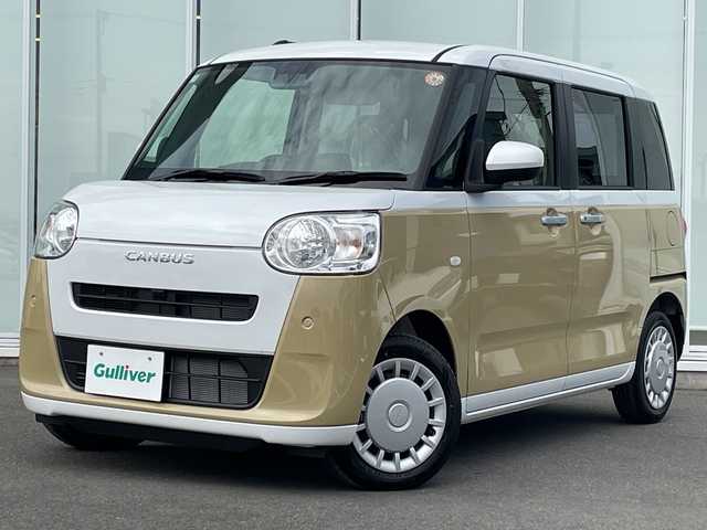 ダイハツ ムーヴ キャンバス ストライプス X 神奈川県 2025(令7)年 0.1千km シャイニングホワイトパール/サンドベージュメタリック 両側パワースライドドア　/前後コーナーセンサー　/スペアキー　/スマートキー　/プッシュスタート　/純正フロアマット　/カーテンエアバッグ　/ベンチシート　/電動格納ミラー　/取扱説明書　/保証書　/オートライト