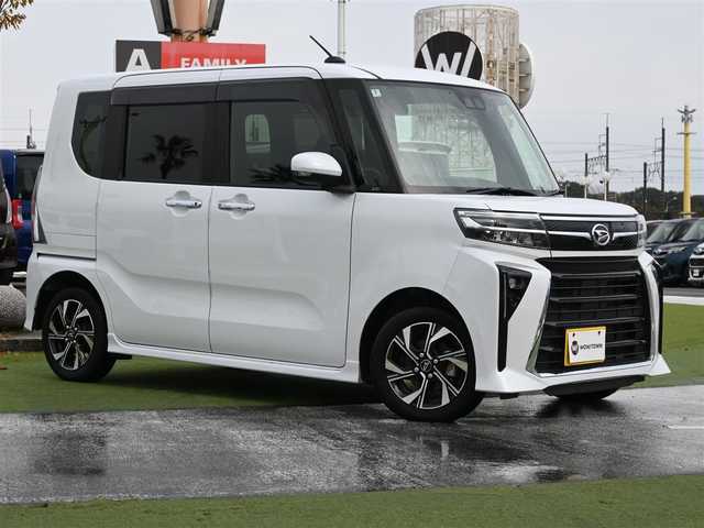 ダイハツ タント カスタム X 千葉県 2022(令4)年 3.1万km シャイニングホワイトパール スマートアシストIII/エコアイドル/両側パワースライドドア/社外SDナビ/地デジTV/【DVD/CD再生機能　Bluetooth接続】/ドライブレコーダー（前後撮影）【ZDR-016】/ステアリングスイッチ/ハーフレザーシート/前席シートヒーター/ETC/LEDヘッドライト/フォグライト/ウインカーミラー/コーナーセンサー/純正14インチアルミホイル/サイド/カーテンエアバッグ/キーフリーシステム
