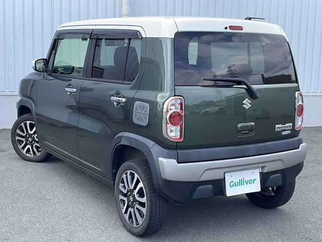 スズキ ハスラー J 三重県 2019(令1)年 8.2万km クールカーキパールメタリック/ホワイト2トーンルーフ プッシュスタート/アイドリングストップ/横滑り防止/レーンキープアシスト/衝突軽減ブレーキ/ステアリングリモコン/革巻きステアリング/USB給電ポート/シートヒーター(前席)/社外ナビ(AM/FM/CD/DVD/TV/BT)/フルセグTV/前方ドラレコ/ビルトインETC/純正フロアマット/オートライト/スペアキー/禁煙車/電動格納ミラー