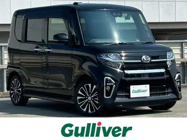 ダイハツ タント カスタム RS 静岡県 2019(令1)年 3.3万km ブラックマイカメタリック ターボ車/スマートアシスト/ＫＥＮＷＯＯＤ８型ナビ/フルセグＴＶ/全周囲カメラ/ＢＴオーディオ/ドラレコ/ＥＴＣ/両側電動スライドドア/ハーフレザー/シートヒーター/クルコン追従機能付/スマートキー2本/純正１５ＡＷ