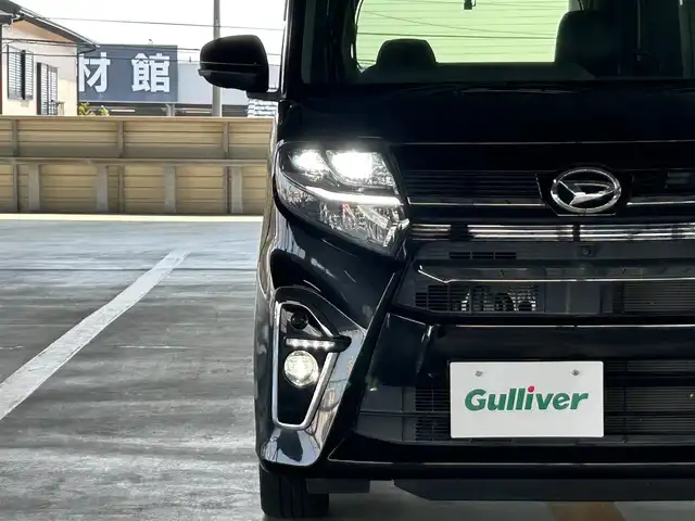 ダイハツ タント カスタム RS 静岡県 2019(令1)年 3.3万km ブラックマイカメタリック ターボ車/スマートアシスト/ＫＥＮＷＯＯＤ８型ナビ/フルセグＴＶ/全周囲カメラ/ＢＴオーディオ/ドラレコ/ＥＴＣ/両側電動スライドドア/ハーフレザー/シートヒーター/クルコン追従機能付/スマートキー2本/純正１５ＡＷ