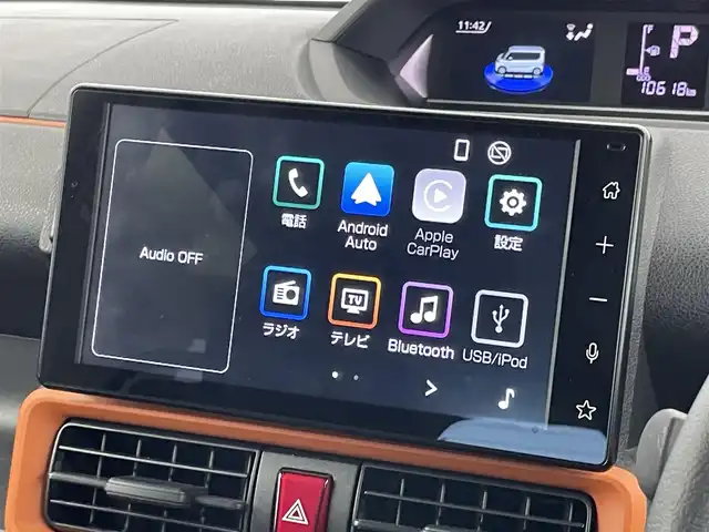 ダイハツ タント ファンクロスターボ 埼玉県 2023(令5)年 1.1万km ブラックマイカメタリック/シャイニングホワイトパール スマートアシスト　社外８インチディスプレイオーディオ　パノラマモニター　ＢＳＭ　アダプティブクルーズコントロール　シートヒーター　ＨＤＭＩ　純正アルミホイール　オートハイビーム　ＬＥＤライト　地デジ