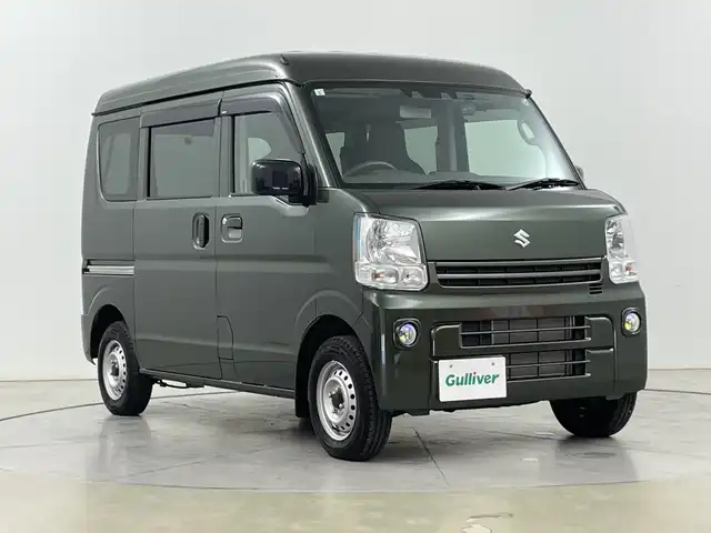 スズキ エブリイ PA リミテッド 道央・札幌 2024(令6)年 0.6万km クールカーキPM ・４WD/デュアルカメラブレーキサポート/・社外ナビ（KXM-E505W)/・DVD.CD.USB.SD.フルセグ/・バックカメラ /・両側スライドドア/・前後ドライブレコーダー/・オートライト/・積込スタッドレスタイヤ有/・キーレス
