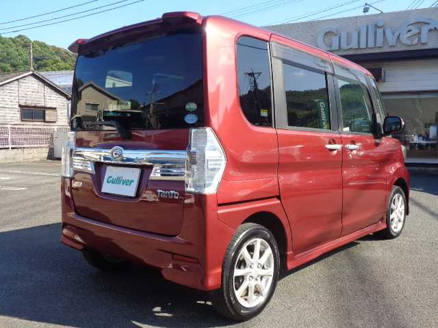ダイハツ タント カスタム X トップED SA 鹿児島県 2015(平27)年 12.2万km ファイアークォーツレッドM ケンウッドフルセグＴＶナビゲーション（MDV-X702W)/ブルーツゥース．DVD. CD. SD録音再生．USBポート/バックカメラ/ステアリングリモコン/左リアドアパワースライドドア/右リアドアイージークロージャー/リアドア左右ロールシェイド/ハーフレザーシート/エコアイドル/リアシート左右独立スライドシート/運転席シートアジャスター（上下調整）/LEDオートライト/フロントLEDイルミネーション/プッシュスタート/スマートキーＸ1/取説．ナビ取説有り