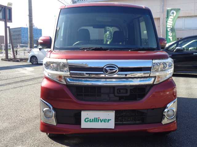 ダイハツ タント カスタム X トップED SA 鹿児島県 2015(平27)年 12.2万km ファイアークォーツレッドM ケンウッドフルセグＴＶナビゲーション（MDV-X702W)/ブルーツゥース．DVD. CD. SD録音再生．USBポート/バックカメラ/ステアリングリモコン/左リアドアパワースライドドア/右リアドアイージークロージャー/リアドア左右ロールシェイド/ハーフレザーシート/エコアイドル/リアシート左右独立スライドシート/運転席シートアジャスター（上下調整）/LEDオートライト/フロントLEDイルミネーション/プッシュスタート/スマートキーＸ1/取説．ナビ取説有り