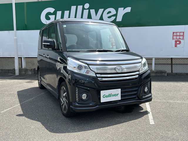 マツダ フレアワゴン カスタムスタイル XT 福島県 2017(平29)年 5.7万km ブルーイッシュブラックパール3 社外ナビ/（FMAM&DVDCD&BT&フルセグTV）/衝突軽減ブレーキ/クルーズコントロール/レーンキープアシスト/ＥＴＣ/純正15inアルミホイール/オートライト/ＬＥＤライト/フォグランプ/ウィンカーミラー/電動格納ミラー/スマートキー/プッシュスタート/Ｗエアバッグ/横滑り防止装置/ＡＢＳ/ドアバイザー/純正フロアマット/保証書/取扱説明書/両側パワースライドドア/D席＆N席シートヒーター/アイドリングストップ/電源ソケット/ステアリングスイッチ