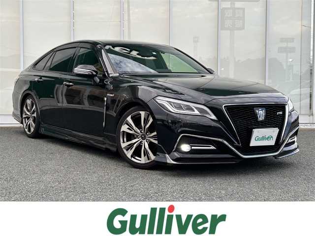 トヨタ クラウン ハイブリッド RS アドバンス 福岡県 2018(平30)年 5.1万km プレシャスブラックパール ・モデリスタフルエアロ/・モデリスタ19インチAW/・純正ナビ(ダブルディスプレイ)/　遠視点ディスプレイ8インチ/　マルチインフォメーションディスプレイ7インチ/　ＤＶＤ再生/フルセグＴＶ/CD/Bluetooth接続/USB/・ヘッドアップディスプレイ　/・Ｍｉｒａｃａｓｔ　/・ブラインドスポットモニター/・プリクラッシュ/・横滑り防止/・車線逸脱警報/・クリアランスソナー/・RCTA/・標識認識機能/・ステアリングヒーター　/・シートヒーター　/・エアシート/・デュアルエアコン　/・シートポジションメモリ　/・パワーシート　/・レザーシート/・レーダークルーズコントロール/・ステアリングスイッチ/・パドルシフト/・１００Ｖ　/・ドラレコ前後/・プッシュスタート/・スマートキー/・スペアキー/・カードキー/・純正フロアマット/・HOLDボタン/・電動パーキングブレーキ/・ウィンカーミラー/・LEDランプ/・フォグランプ