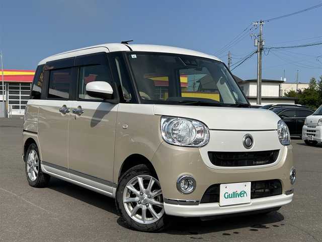 ダイハツ ムーヴ キャンバス X メイクアップ リミテッド SAⅢ 道東・釧路十勝 2021(令3)年 4万km パールホワイトⅢ/ナチュラルベージュマイカメタリック 2トーン 4WD/寒冷地仕様/純正エンジンスタータ/全方位カメラ/ドライブレコーダー(前後)/シートヒーター(運転席)/スマートキー/プッシュスタート/純正ナビ/(CD/DVD/BT)/フルセグTV/純正フロアマット/純正ドアバイザー/両側パワースライドドア/フロントフォグランプ/オートライト/オートマチックハイビーム/コーナーセンサー/(後方のみ)/アイドリングストップ/パワーステアリング/パワーウィンドウ/横滑り防止装置/衝突軽減システム/ABS