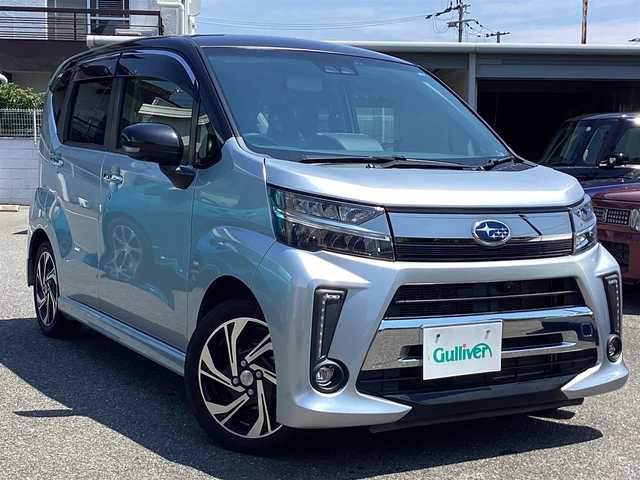スバル ステラ カスタム RS スマートアシスト 大阪府 2019(令1)年 2.6万km シルバー／黒 純正8インチナビ・フルセグTV・CD・DVD・/　　　HDMI・Bluetooth・USB・SD/パノラミックビューモニター/LEDオートヘッドライト/LEDフォグランプ/4WD・ターボ/ETC/スマートキー2個/スマートアシストIII/ステアリングスイッチ/運転席シートヒーター/純正サイドドアバイザー/電動格納ウインカーミラー/純正15インチアルミホイール