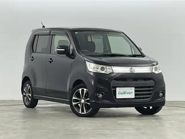スズキ ワゴンＲ スティングレー T 福島県 2012(平24)年 8.1万km ブルーイッシュブラックパール3 歩行者傷害軽減ボディ/・ブレーキペダル後退抑制機構/・衝突安全設計インテリア/・むち打ち傷害軽減フロントシート /・予防安全・走行安全性能/・ABS（アンチロック・ブレーキシステム）/・EBD（電子制御制動力配分システム）/・ESP（車両走行安定補助システム）/・急ブレーキお知らせ機能/・ヒルホールドコントロール（CVT車）/純正ナビゲーション/・型式：CQ-VZ02JQCJ/・Bluetooth/TV/CD/DVD/USB/AM・FM/・LEDライト/・フォグライト/・オートライト/プッシュスタート/・スマートキー/純正フロアマット/革巻きステアリング/・ステアリングスイッチ/ドアバイザー/レーダー探知機