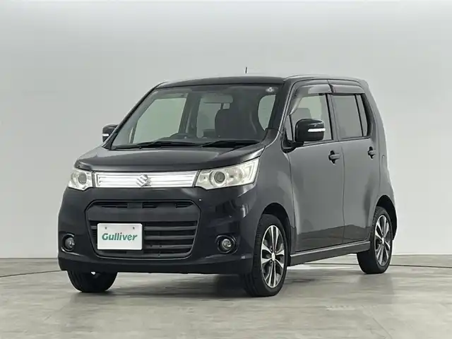 スズキ ワゴンＲ スティングレー T 福島県 2012(平24)年 8.1万km ブルーイッシュブラックパール3 歩行者傷害軽減ボディ/・ブレーキペダル後退抑制機構/・衝突安全設計インテリア/・むち打ち傷害軽減フロントシート /・予防安全・走行安全性能/・ABS（アンチロック・ブレーキシステム）/・EBD（電子制御制動力配分システム）/・ESP（車両走行安定補助システム）/・急ブレーキお知らせ機能/・ヒルホールドコントロール（CVT車）/純正ナビゲーション/・型式：CQ-VZ02JQCJ/・Bluetooth/TV/CD/DVD/USB/AM・FM/・LEDライト/・フォグライト/・オートライト/プッシュスタート/・スマートキー/純正フロアマット/革巻きステアリング/・ステアリングスイッチ/ドアバイザー/レーダー探知機