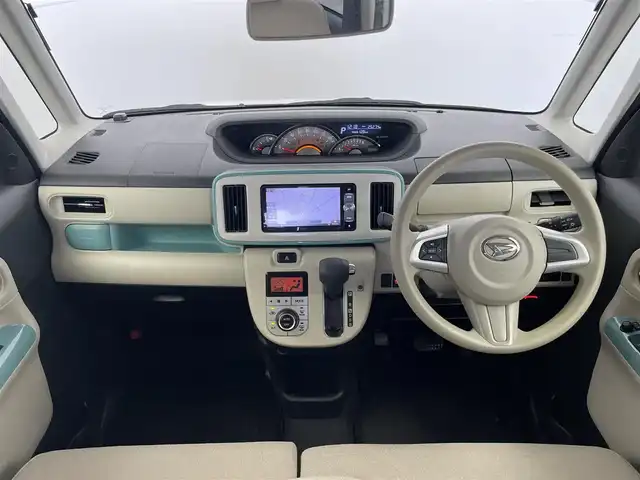 ダイハツ ムーヴ キャンバス G メイクアップ リミテッド　SAⅢ 埼玉県 2018(平30)年 2.6万km シャイニングホワイトパール/ファインミントメタリック 社外ナビ（7インチ）/→Bluetooth、CD、DVD、SD、USB、ipod、AUX、TV、AM、FM/両側パワースライドドア/ビルトインETC/LEDヘッドライト/オートハイビーム/コーナーセンサー（リアのみ）/スマートアシスト/先行車発進お知らせ機能/衝突回避支援ブレーキ機能/衝突警報機能/ブレーキ制御付誤発進抑制機能（前方・後方）/車線逸脱警報機能/路側逸脱警報機能/ふらつき警報