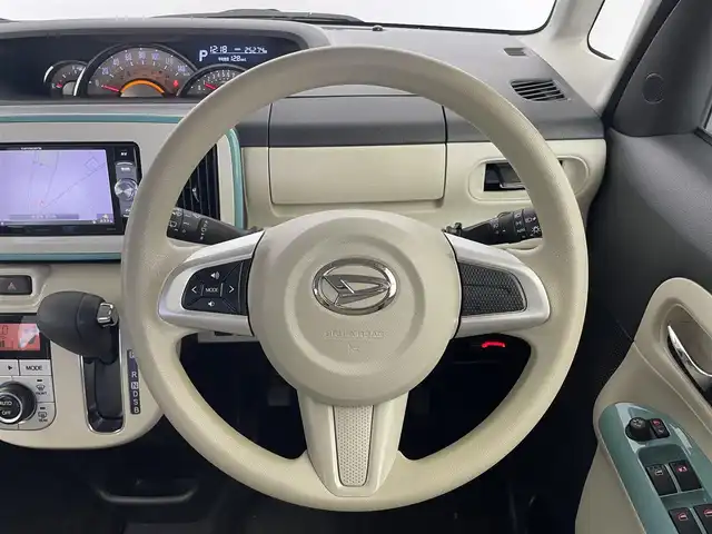 ダイハツ ムーヴ キャンバス G メイクアップ リミテッド　SAⅢ 埼玉県 2018(平30)年 2.6万km シャイニングホワイトパール/ファインミントメタリック 社外ナビ（7インチ）/→Bluetooth、CD、DVD、SD、USB、ipod、AUX、TV、AM、FM/両側パワースライドドア/ビルトインETC/LEDヘッドライト/オートハイビーム/コーナーセンサー（リアのみ）/スマートアシスト/先行車発進お知らせ機能/衝突回避支援ブレーキ機能/衝突警報機能/ブレーキ制御付誤発進抑制機能（前方・後方）/車線逸脱警報機能/路側逸脱警報機能/ふらつき警報