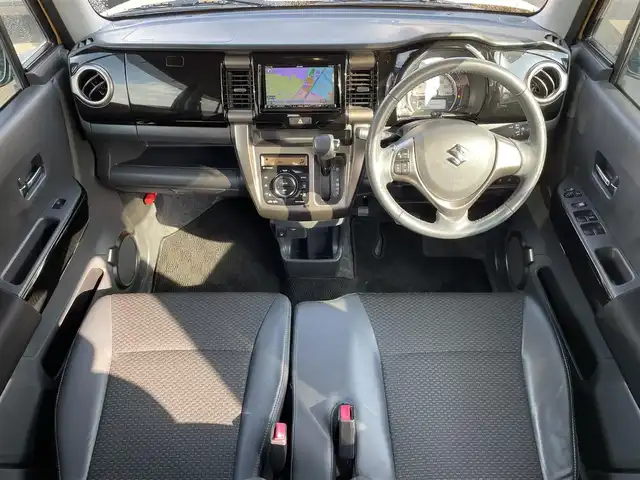 スズキ ハスラー Jスタイル Ⅱ 滋賀県 2016(平28)年 6.2万km アクティブイエロー/ブラック2トーンルーフ ナビ/CD/DVD/Bluetooth/フルセグTV/ハーフレザーシート/シートヒーター/衝突軽減ブレーキ/バックカメラ/ETC/プッシュスタート/スマートキー/フロアマット/純正アルミホイール/オートライト