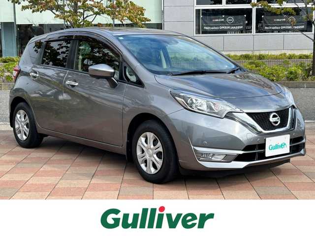 日産 ノート X 福島県 2018(平30)年 4.5万km ダークメタルグレー ワンオーナー/純正ナビ（BT/DVD/CD/SD）/フルセグTV/CD録音/デジタルインナーミラー/アラウンドビューモニター/フロントドライブレコーダー/ヒーター付きドアミラー/コーナーセンサー/衝突軽減ブレーキ/踏み間違い防止アシスト/車線逸脱防止システム/車線逸脱警報システム/ドアバイザー/保証書/取扱説明書/スペアキー