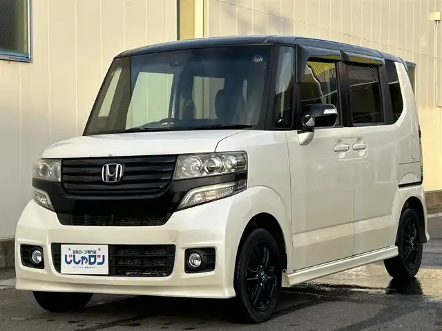 ホンダ Ｎ ＢＯＸ 2トーン カスタム G Aパッケージ 福島県 2014(平26)年 12.1万km プレミアムホワイトパール (株)IDOMが運営する【じしゃロン福島店】の自社ローン専用車両になります。こちらは現金またはオートローンご利用時の価格です。自社ローンご希望の方は別途その旨お申付け下さい/社外ナビ/フルセグTV/ドアバイザー/ステアリングリモコン/革巻きステアリング/オートライト/片側パワースライドドア/プッシュスタート