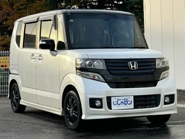ホンダ Ｎ ＢＯＸ 2トーン カスタム G Aパッケージ 福島県 2014(平26)年 12.1万km プレミアムホワイトパール (株)IDOMが運営する【じしゃロン福島店】の自社ローン専用車両になります。こちらは現金またはオートローンご利用時の価格です。自社ローンご希望の方は別途その旨お申付け下さい/社外ナビ/フルセグTV/ドアバイザー/ステアリングリモコン/革巻きステアリング/オートライト/片側パワースライドドア/プッシュスタート