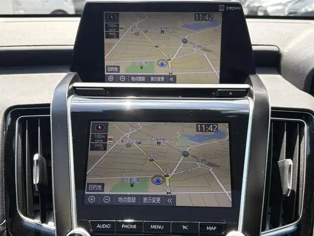 トヨタ クラウン ハイブリッド RS アドバンス 三重県 2018(平30)年 6.2万km プレシャスブラックパール ♪走行61448km/♪サンルーフ/モデリスタエアロキット/・フロントウイングスポイラー/・サイドスカート/・リヤスタイリングキット/モデリスタクールシャインキット/・フォグベゼルガーニッシュ(メッキ)/・ミラーガーニッシュ(メッキ)/・フェンダーガーニッシュ(メッキ)/モデリスタ19インチAW/車高調(BLITZ)/純正サス 有/トヨタセーフティセンス/・PCS/LTA/RSA/・オートマチックハイビーム/・レーダークルーズコントロール/・先行車発進告知/RCTA/PKSB/BSM/HUD/オートブレーキホールド/黒革シート/前席パワーシート (D席メモリ付)/前席シートヒーター/エアシート/ステアリングヒーター/スマートキー×2/プッシュスタート/純正ナビ/・AUX・USB・CD録音・SD/・DVD/BD再生・フルセグ/・BTオーディオ/・バックカメラ/AC100V/LEDヘッドライト/LEDフォグライト/オートライト/オートワイパー/ウィンカーミラー/オートリトラ/革巻ステアリング/ステアリングスイッチ/パドルシフト/スモークフィルム/フロアマット/ドアバイザー/サイド/カーテン/ニーエアバック