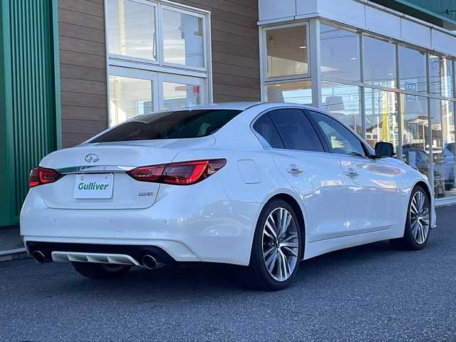 日産 スカイライン ハイブリッド 350GT Type SP 岐阜県 2018(平30)年 4.3万km ブリリアントホワイトパール 禁煙車/純正ナビ/フルセグTV/クルーズコントロール/アラウンドビューモニター/前後コーナーセンサー/衝突軽減ブレーキ/サンルーフ/BOSEスピーカー/シートヒーター/レザーシート/パワーシート/シートメモリー/ドライブレコーダー/ビルトインETC/パドルシフト/カーテンエアバッグ/純正アルミホイール/純正フロアマット/オートライト/オートハイビーム/プッシュスタート/スマートキー/スペアキー