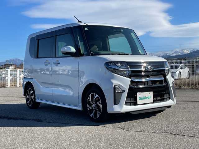 ダイハツ タント 富山県 2019(令1)年 6.2万km シャイニングホワイトパール 純正ナビ/型式：NMZK-W7OD/【DVD/SD/BT/フルセグTV】/CD再生機能確認できず/バックカメラ/両側パワースライドドア/LEDヘッドライト/スマートキー/ハーフレザーシート/シートヒーター（前席）/ドライブレコーダー/純正アルミホイール/電動格納ミラー/アイドリングストップ/ワンオーナー/ETC/プッシュスタート/VSC/純正フロアマット/ドアバイザー