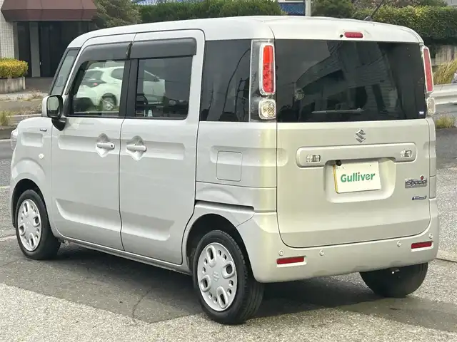 スズキ スペーシア HYBRID G 千葉県 2021(令3)年 1.4万km シルキーシルバーメタリック スズキセーフティサポート/・衝突被害軽減システム/・軽量衝撃吸収ボディー/・誤発進抑制機能/・ふらつき警報機能/・車線逸脱警報機能/・後方誤発進抑制機能/・リヤパーキングセンサー/純正SDナビ/・ラジオ/CD/DVD/BT/フルセグTV/ETC/ドライブレコーダー前方/横滑り防止装置/アイドリングストップ/プッシュスタート/スマートキー/取扱説明書/保証書/スペアキー