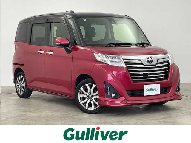 トヨタ ルーミー カスタムG－T 群馬県 2018(平30)年 4.4万km ブラックマイカ/マゼンダベリーメタリック 純正７インチナビ　全方位カメラ　衝突軽減システム　クルーズコントロール　横滑り防止　レーンアシスト　LEDライト　フォグライト　スマートキー　プッシュスタート　純正アルミホイール　禁煙車