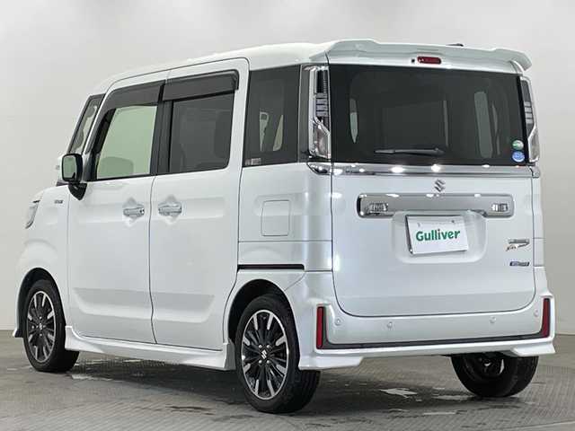 スズキ スペーシア カスタム HYBRID XS 栃木県 2018(平30)年 4.3万km ピュアホワイトP メモリナビ/(CD/DVD/フルセグTV/Bluetooth/SD)/衝突被害軽減ブレーキ/車線逸脱制御機能/後方コーナーセンサー/両側パワースライドドア/シートヒーター/禁煙車/オートライト/LEDヘッドライト/横滑り防止装置/フォグランプ/スマートキー/プッシュスタート/アイドリングストップ/ステアリングスイッチ/革巻きステアリング/電動格納ミラー/純正１５インチアルミホイール/フロアマット