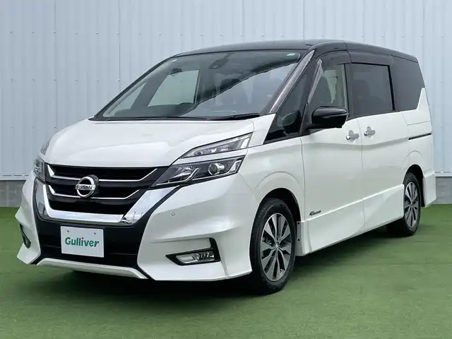 日産 セレナ ハイウェイスター プロパイロットED 香川県 2016(平28)年 5.3万km ブリリアントホワイトパール 2トーン 登録時走行距離：52658km/純正９インチナビ/純正フリップダウンモニター　/フルセグＴＶ　/ＥＴＣ　/アラウンドビューモニター　/プロパイロット　/両ハンズフリー/両側オートパワーススライド/デジタルインナーミラー　/純正ＡＷ　/ＬＥＤヘッドライト　/フォグライト/wサイドエアバック/横滑り防止