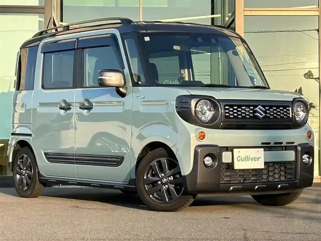 スズキ スペーシア ギア HYBRID XZターボ 愛媛県 2022(令4)年 2.5万km オフブルーメタリック/ガンメタリック2トーンルーフ ワンオーナー/純正ナビ（Bluetooth/フルセグTV）/両側パワースライドドア/ヘッドアップディスプレイ/バックカメラ/アダプティブクルーズコントロール/シートヒーター/純正フロアマット/純正14インチアルミホイール/パドルシフト/ステアリングリモコン/後席用テーブル/ルーフレール/リアセンサー/LEDヘッドライト/スマートキー