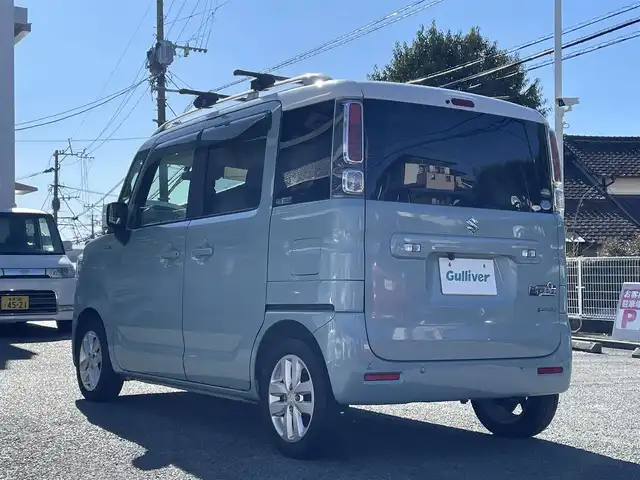 スズキ スペーシア HYBRID X 熊本県 2018(平30)年 12.1万km オフブルーメタリック/ホワイト2トーン 社外ナビ（MDV-L401）/【ワンセグTV/CD/DVD】/バックカメラ/両側パワースライドドア/衝突軽減防止装置/レーンキープアシスト/コーナーセンサー（後ろ）/ルーフレール/オートLEDライト/ウィンカーミラー/ドライブレコーダー（社内、前）/ETC/ベンチシート/D席シートヒーター/純正フロアマット/純正ドアバイザー/横滑り防止装置/ABS