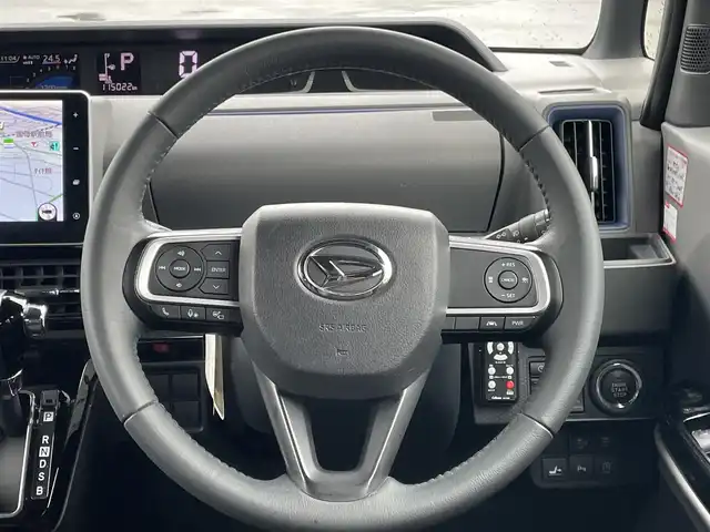 ダイハツ タント カスタム RS 山梨県 2019(令1)年 11.5万km ブラックマイカメタリック/レーザーブルークリスタルシャイン 2トーン (株)IDOMが運営する【じしゃロン甲府店】の自社ローン専用車両になります。こちらは現金またはオートローンご利用時の価格です。自社ローンご希望の方は別途その旨お申付け下さい/ターボ/衝突被害軽減システム/レーンキープアシスト/レーダークルーズコントロール/ハーフレザーシート/両側パワースライドドア/全方位カメラ/スマートキー２個/純正ワイドＳＤナビ・フルセグＴＶ/ＣＤ・ＤＶＤ・ＢＴ・ｉｐｏｄ接続可能/ＥＴＣ/純正ドライブレコーダー（DRN-H70W）/ＬＥＤオートライト/取扱説明書