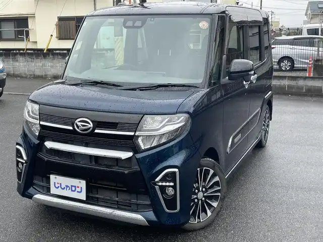 ダイハツ タント カスタム RS 山梨県 2019(令1)年 11.5万km ブラックマイカメタリック/レーザーブルークリスタルシャイン 2トーン (株)IDOMが運営する【じしゃロン甲府店】の自社ローン専用車両になります。こちらは現金またはオートローンご利用時の価格です。自社ローンご希望の方は別途その旨お申付け下さい/ターボ/衝突被害軽減システム/レーンキープアシスト/レーダークルーズコントロール/ハーフレザーシート/両側パワースライドドア/全方位カメラ/スマートキー２個/純正ワイドＳＤナビ・フルセグＴＶ/ＣＤ・ＤＶＤ・ＢＴ・ｉｐｏｄ接続可能/ＥＴＣ/純正ドライブレコーダー（DRN-H70W）/ＬＥＤオートライト/取扱説明書