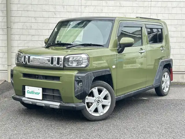ダイハツ タフト G ターボ クロムベンチャー 大分県 2022(令4)年 0.8万km フォレストカーキメタリック 〇ワンオーナー/〇スカイルーフ/〇純正ディスプレイオーディオ/　ラジオ・フルセグ・USB・BT/〇バックカメラ/〇ETC/〇ドライブレコーダー/〇ACC/〇アイドリングストップ/〇横滑り防止/〇電動格納ミラー/〇ステアリングスイッチ/〇革巻きステアリング/〇前席シートヒーター/〇フロアマット/〇ドアバイザー/〇リア5面スモークフィルム/〇スマートキー/〇エンジンプッシュスタート/〇社外レーダー/〇純正LEDヘッドライト/〇純正フォグランプ/〇純正15インチアルミホイール/〇保証書/〇取扱説明書/〇スペアキー