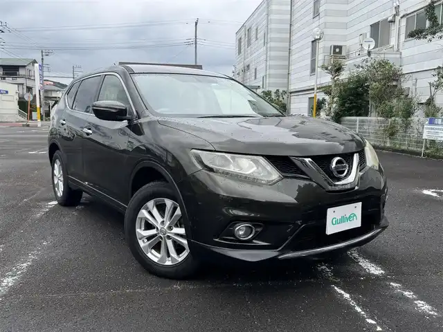 日産 エクストレイル 20X 静岡県 2014(平26)年 9.7万km チタニウムカーキ 4WD/社外HDDナビ（CN-HW860D)/フルセグTV/バックカメラ/ETC/ドライブレコーダー（ZDR016)/4WDモードスイッチ/ヒルディセントコントロール/前席シートヒーター/電動格納ミラー/フロアマット/ウィンカーミラー/フォグランプ/純正17インチAW/スマートキー（スペア有り）/プッシュスタート/取説