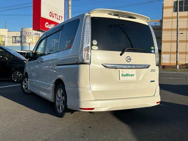 日産 セレナ ハイウェイスター S HV エアロ 宮城県 2013(平25)年 13.5万km ブリリアントホワイトパール 登録時走行距離135038km/AM/FM・BT・TV・USB・iPod・HDMI・AUX・DVD/エンジンスターター/電動格納ミラー/フォグランプ/ドアバイザー